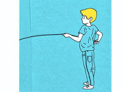 The Stick blue boy child digitalart drawing illustration ink kid kidlit kidlitart procreate
