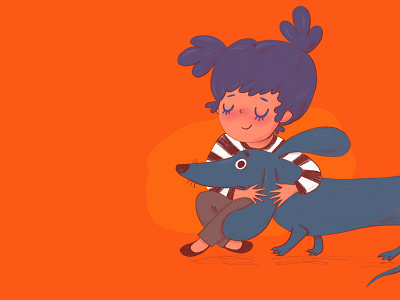 A Hug animal child dachshund digitalart dog dog illustration drawing illustration kidlit kidlit art kidlitart kidlitartist kids kids illustration pet procreate