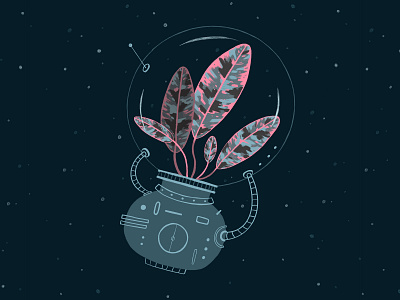 Space Plant on a Mission botanical cosmos digitalart drawing illustration procreate space