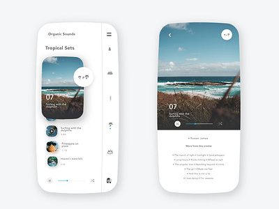 Organic Sounds App - white noise app clean cleandesign design graphic design iphone design minimal minimal design minimal mobile design mobile design music music app rounded simple sound ui ux xiaomi