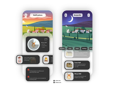 Village Manager app cleandesign dashboard design gamedahsboard gamui graphic design illustration ilu ios minimal mobilegame settlers simcity ui uidesign uiux village