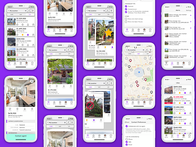 Real estate searching app for iOS app app design design filters ios ios app maps real estate search results searching sketchapp swiping ui user flow ux