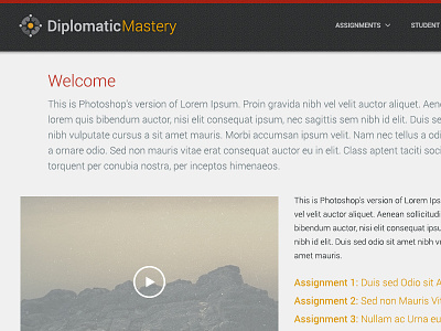 e-Learning Course: Assignments Page + Main Nav design online learning responsive ui