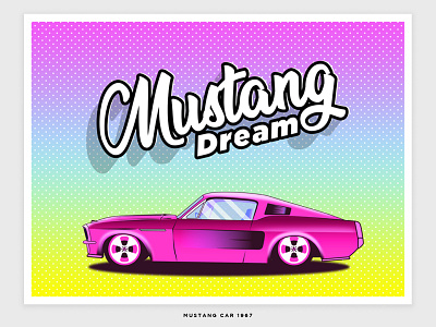 Mustang dream Car art car classic car design drawing graphic hot rod illustration mountain ride road roads sketch transport truck vector vehicle vintage wheel wheels