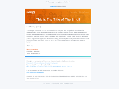 Customer Service Automated Email Design