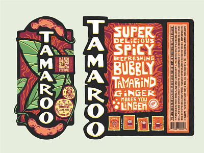 Tamaroo Label cocktail ginger leaf new orleans rum spicy tamarind