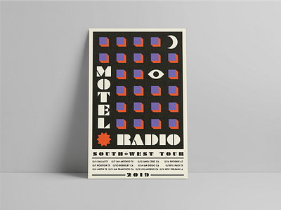 South-West Tour Poster cubes eye eyeball moon motel poster radio sun