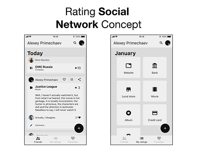 Rating Social Network Concept design innovation ios light material design rating social network ux