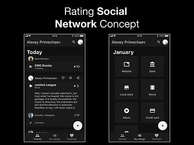Rating Social Network Concept apple dark dark theme google innovation ios material design rating ui ux