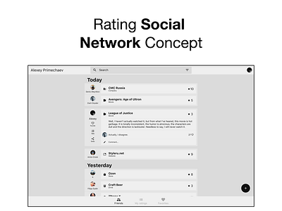 Rating Social Network Concept Desktop chrome concept design google innovation material design rating ui ux web