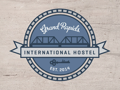 Grand Rapids International Hostel Logo badge bridge city grand rapids grih hostel janessa rae janessa slangen key logo michigan