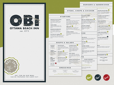 Ottawa Beach Inn | Menu food futura holland janessa rae janessa rae design creative manus menu michigan ottawa beach inn print restaurant