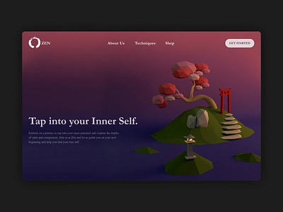 Zen Landing Page 3dmodeling dailyui design minimal ui web