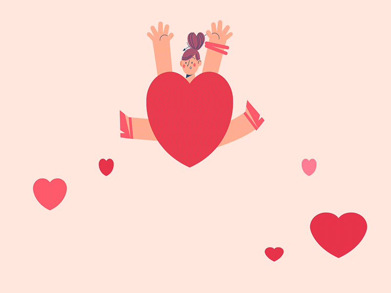 Bouncy Girl 2d animation bouncy character flat girl heart love moho