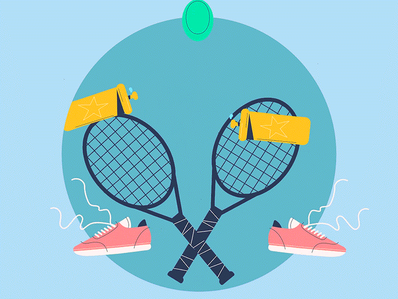 Tennis 2d animation animator design flash flat gif illustration moho motion sport tennis tennis ball vector wibledon