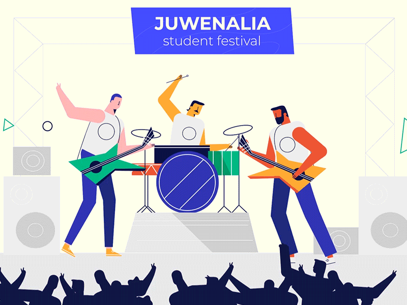 Juwenalia,concert 2d animation character character animation design flat moho motion rigging vector