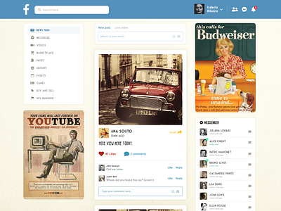 Vintage Facebook adobe xd ads challenge facebook facebook ads inspiration instagram old photo post redesign social media ui vintage