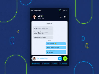 LABS - Chat 013 adobe xd chat chat app chatbot conversation dailyui design direct messaging interaction message talk text ui