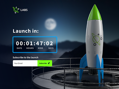 LABS - Countdown timer 014 14 3d adobe dimension adobe photoshop adobe xd countdown dailyui design inspiration landing page launch rocket space timer ui web