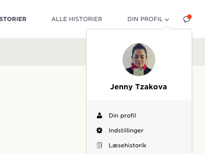 Profile menu