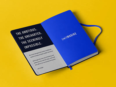 Reimagine Notebook branding clean conference design event notebook swag typography