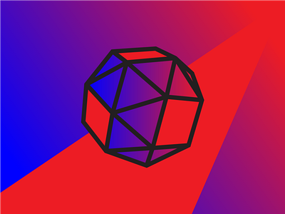 Snub cube in red/blue abstract geometric shapes geometry gradient polyhedra shapes snub cube