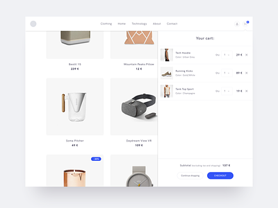 Design Shop - Cart cart design ecommerce electronics fashion furniture minimal minimalism products shop ui website