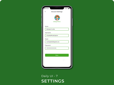 Daily UI: Day 7 - Settings