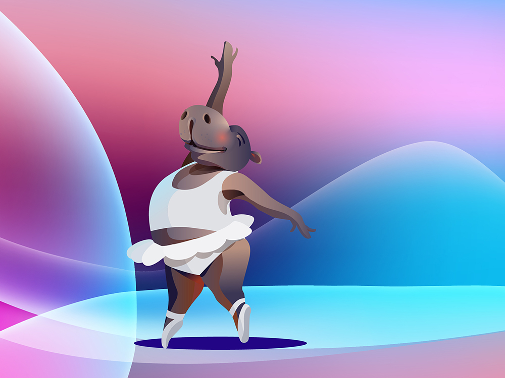 Hippo Ballet Dancer By Ting On Dribbble