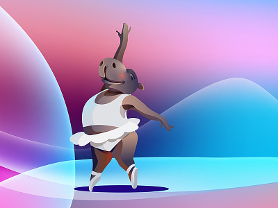Hippo Ballet Dancer animal ballerina ballet dancer dancing illustration vector
