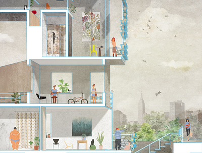 Section of Life 001 architectural architectural design architecture collage design graphic graphic design illustration imagination interiordesign landscape lifestyle rendering