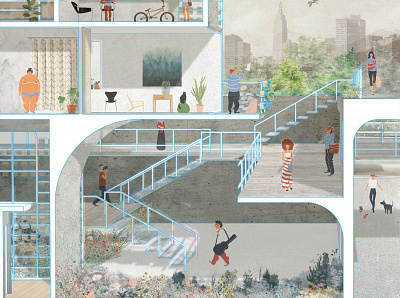 Section of Life 002 architectural architecture art design graphic graphicdesign illustration illustrations illustrator interior interiordesign landscape