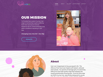 CurlsForGirls cancer cancer awareness cute donation graphic illustration ui web web design webdesign website