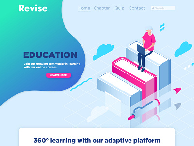 Revise - Online Learning (Web Design) education gradient graphic design illustrator uiux vector vector art web web design