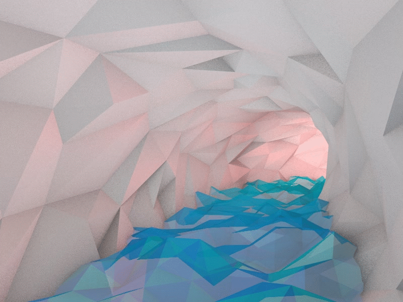 Ice Cave GIF 3d animation cave fire flickering gif ice low lowpoly poly tunnel water