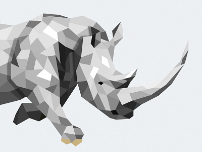 Charging Rhino charging low poly rhino