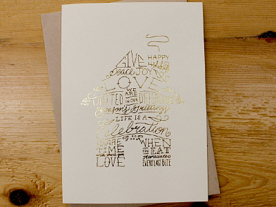 Holiday Greeting Card foil hand drawn holiday holstee letterpress