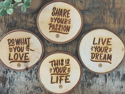 Laser Cut Coasters casual coasters holstee lettering wood