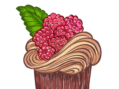Cupcake raspberry cupcake design digital paint illustration raspberry sweet