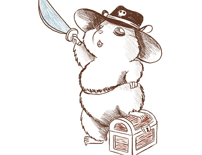 hamster pirate cute cute animal digital paint hamster illustration pirate procreate