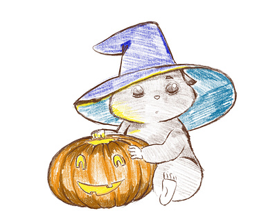 hamster haloween digital paint halloween hamster hat illustration procreate pumpkin