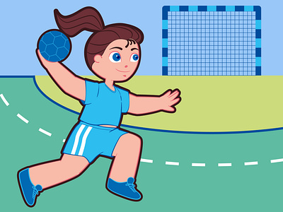 handball girl ball girl goal goalkeeper handball illustration sport vector