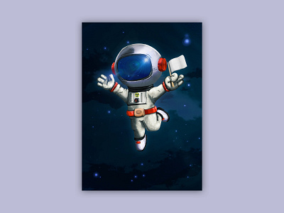 Astronaut Poster Illustration alien artist digital art draw drawing illustration poster art space