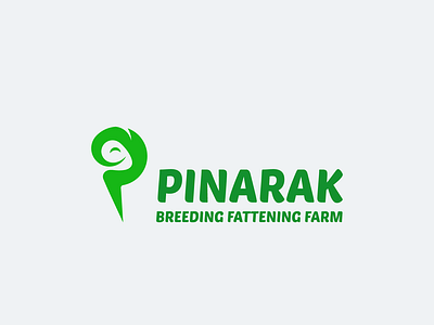 Logo Pinarak animal farming green letterp logo logoanimal logodesign logofarm logogoat logoletter logopin negative space pin plogo