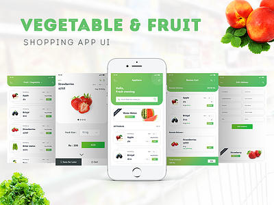 Vegetable & Fruit - Shopping App UI Kits for eCommerce Platform cart corporate creative ecommerce fruit gallery marketplace modern multipurpose shop ui vegetables