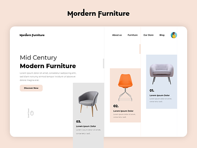 Furniture Hero Header chair creative furniture hero modern online psd retailer sofa template wodden
