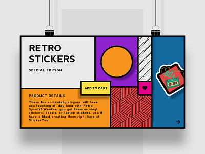 Retro Stickers Landing Page app branding design graphic design landing page layout typography ui ux vector