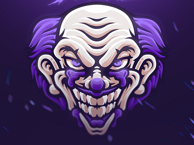 Mad Clown Crying Blood Gaming Logo Design - (c) Deviate, UK blood character clown crying esport esports gaming graphic design jester joker logo logo design mascot pennywise