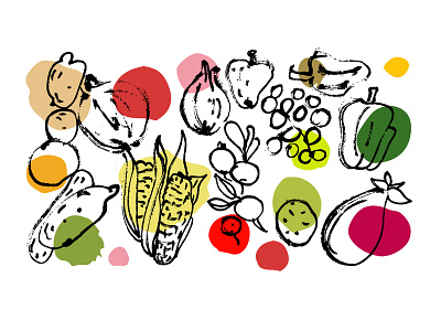 Illustrations for eco bags. bag cotton design eco fashion food fruits illustration prepress print typography