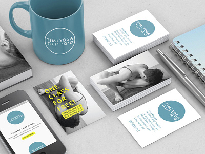 TIMI YOGA Identity blue business card cup health identity mobile pen sport stationery typography web design yoga